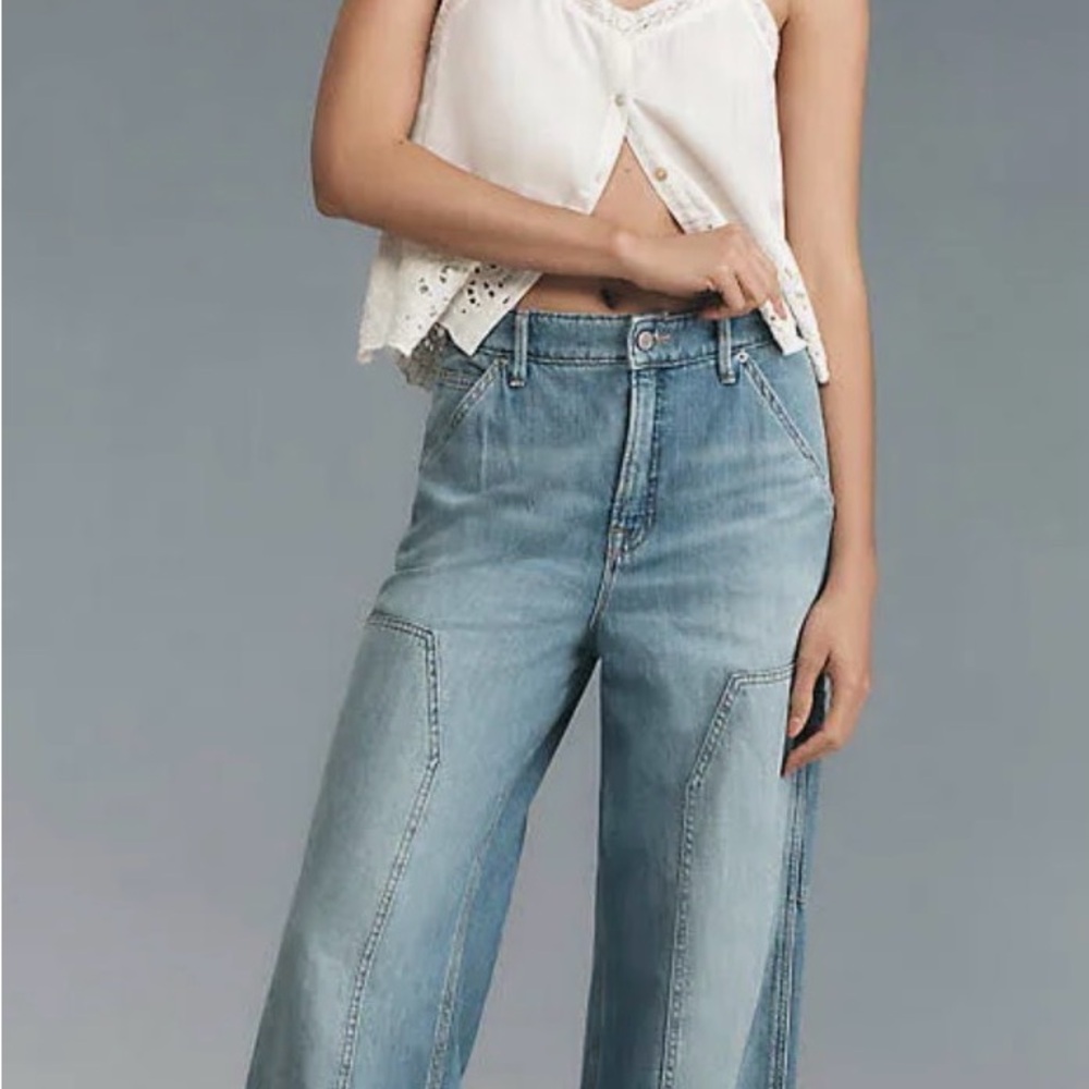 NWT Good American Good Ease High-Rise Relaxed Carpenter Jeans Retail $179